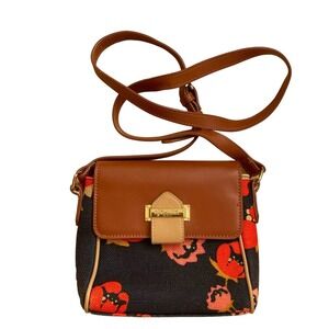 Spartina 449, Mary Lavinia Crossbody Floral Navy Canvas Bag Purse Linen Leather